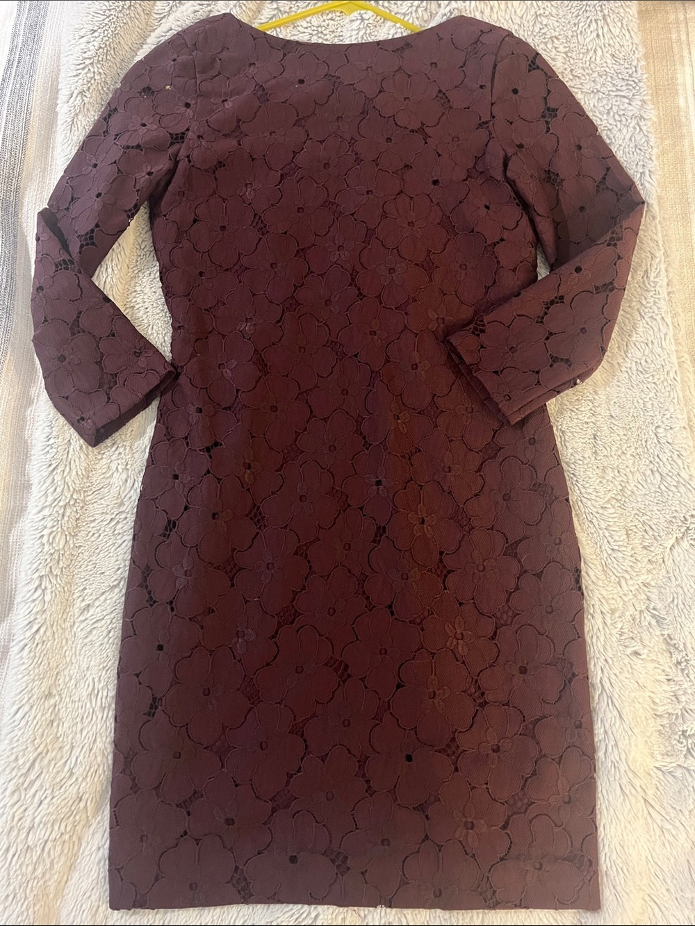 Diane Von Furstenberg Plum Floral Lace Long-Sleeve Sheath Dress Size 0